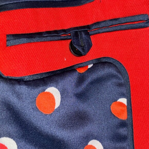 Boden Womens Red Blazer Jacket With Navy Trim Single Button Size 8R - Picture 9 of 16